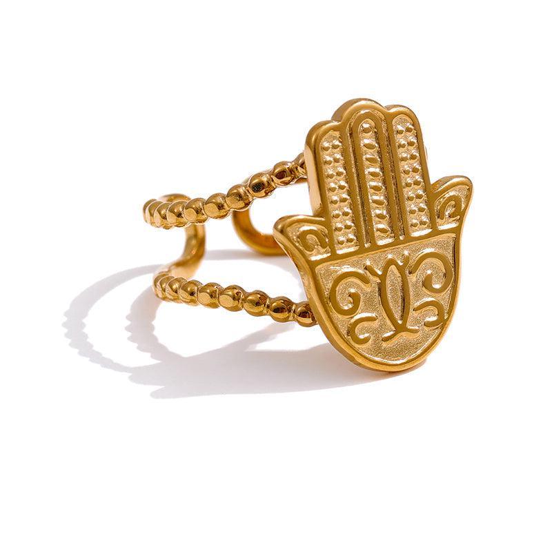 Bohemian Braided Antique Gold Open Cuff Ring - Lucid Fantasy 