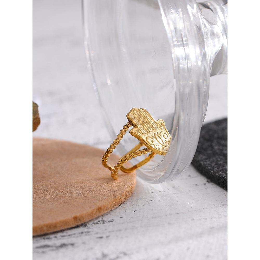 Bohemian Braided Antique Gold Open Cuff Ring - Lucid Fantasy 