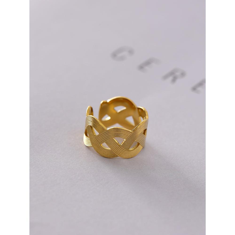 Bohemian Chic Gold Woven Open Cut Ring - Lucid Fantasy 