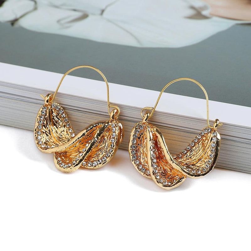 Bohemian Crystal Bead Dangle Hoop Earrings in Metallic Finish - Lucid Fantasy 