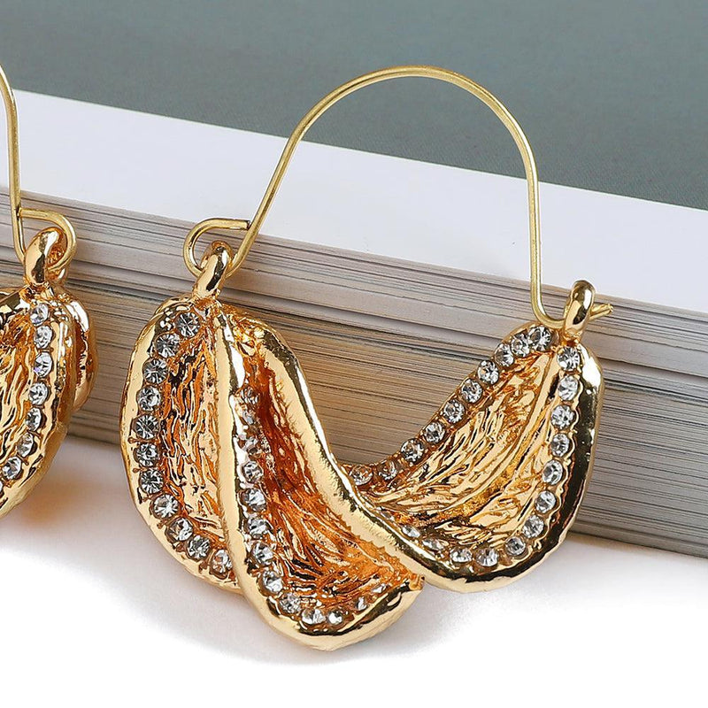 Bohemian Crystal Bead Dangle Hoop Earrings in Metallic Finish - Lucid Fantasy 