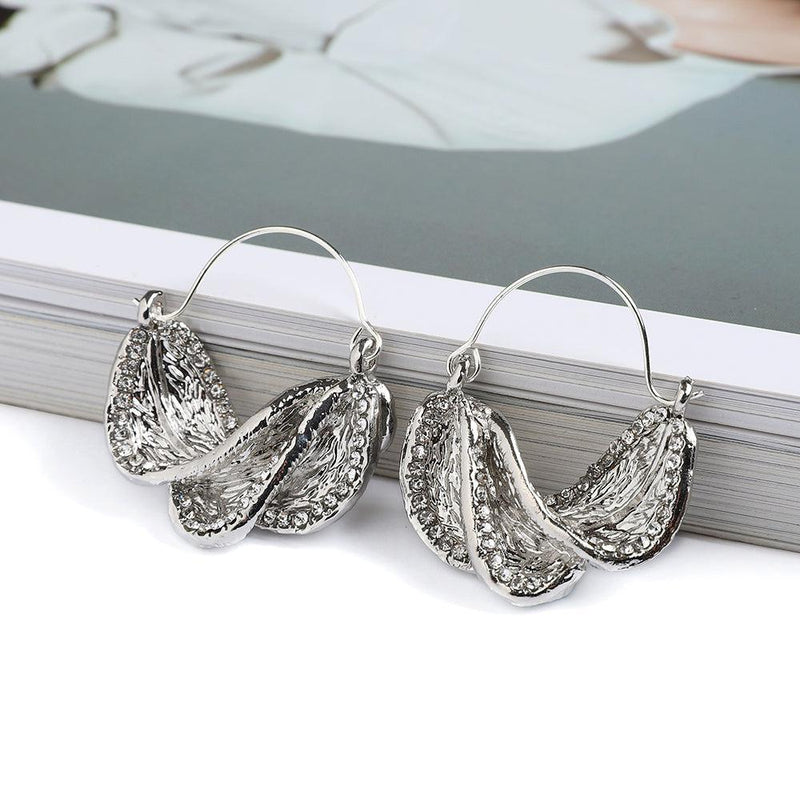 Bohemian Crystal Bead Dangle Hoop Earrings in Metallic Finish - Lucid Fantasy 