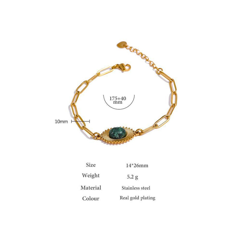 Bohemian Elegance: Gold-Plated African Turquoise Chain Link Bracelet - Lucid Fantasy 