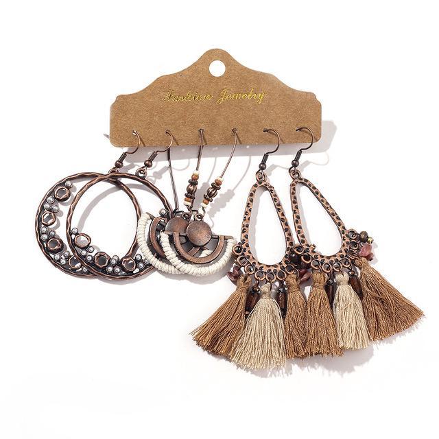 Bohemian-Inspired Statement Dangle Earrings - 3 Pair Variety Collection - Lucid Fantasy 