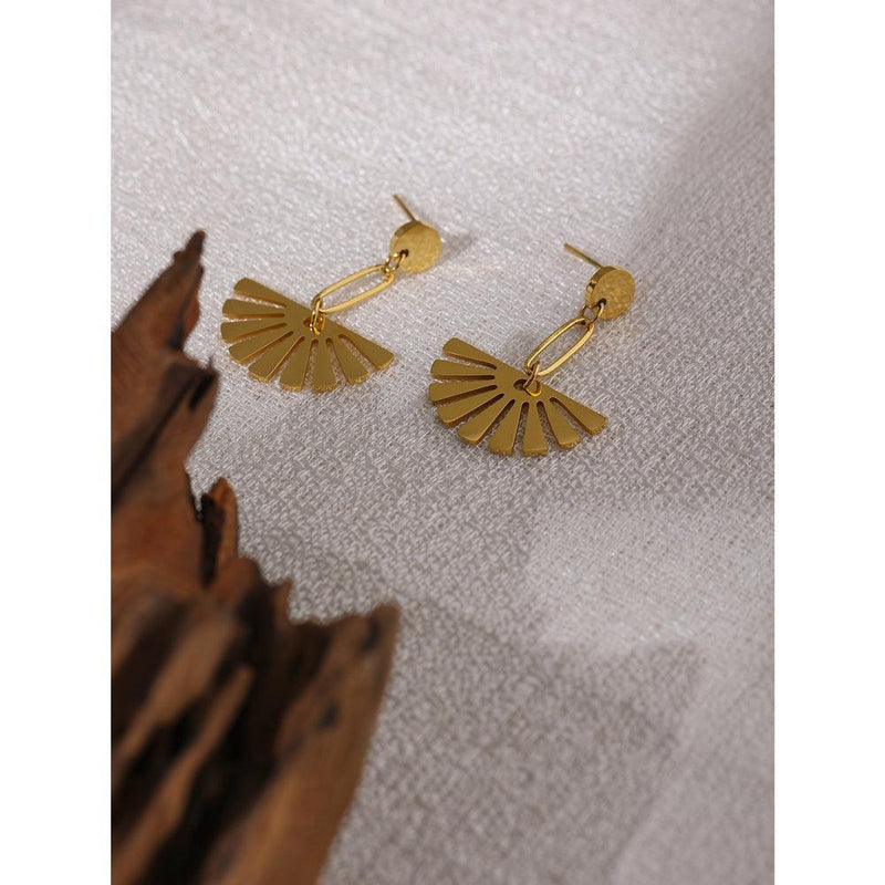 Bohemian Radiant Sun Gold Metal Drop Dangle Earrings - Lucid Fantasy 