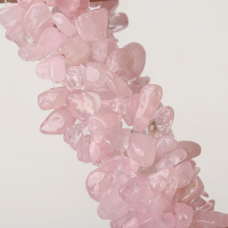 Bohemian Rose Quartz Wide Cuff Stretch Bracelet with Chunky Design - Lucid Fantasy 