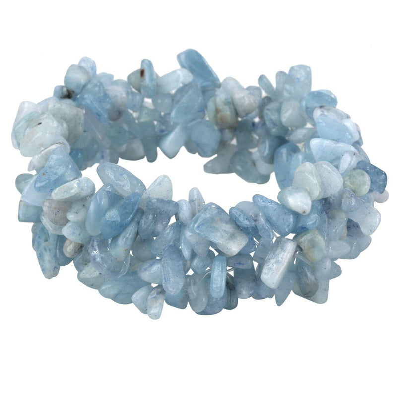 Bohemian Stretch Bracelet with Chunky Aquamarine Gemstones - Lucid Fantasy 