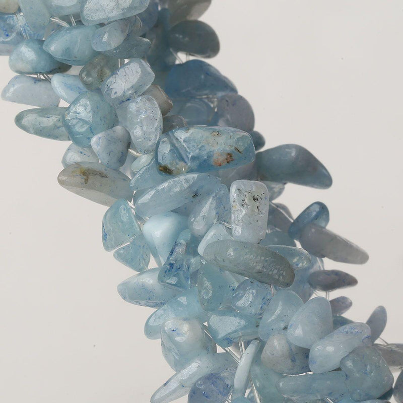 Bohemian Stretch Bracelet with Chunky Aquamarine Gemstones - Lucid Fantasy 