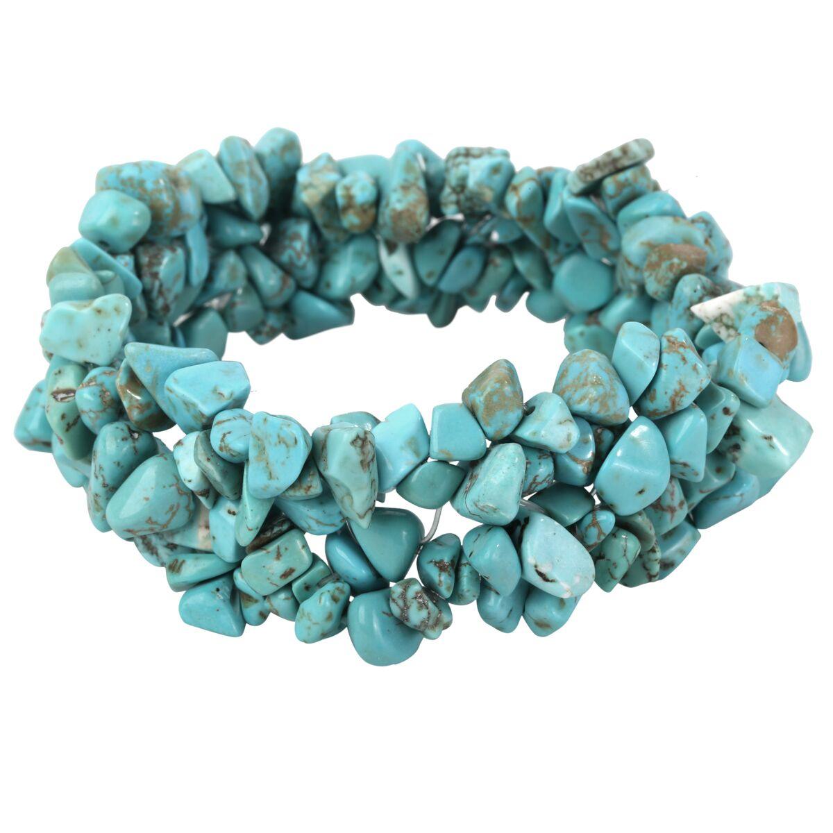 Bohemian Turquoise Gemstone Stretch Cuff Bracelet - Lucid Fantasy 