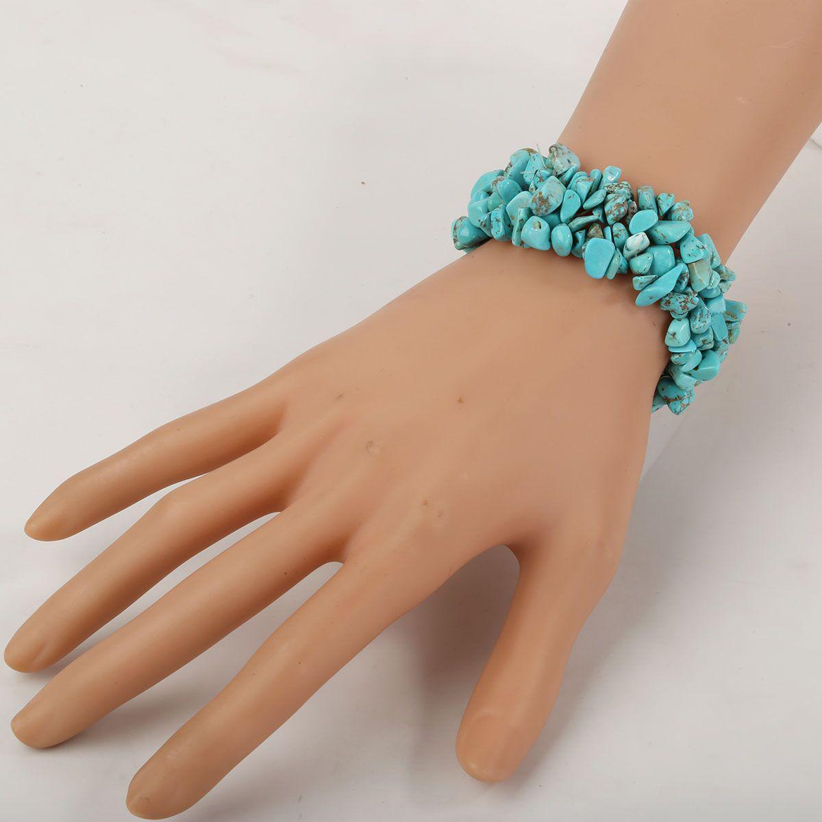 Bohemian Turquoise Gemstone Stretch Cuff Bracelet - Lucid Fantasy 