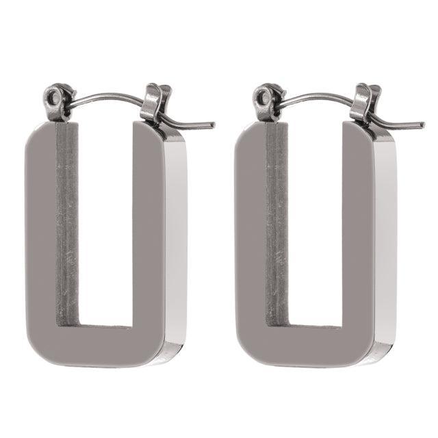 Boho Chic Chic Square Hoop Dangle Earrings in Metallic Finish - Lucid Fantasy 