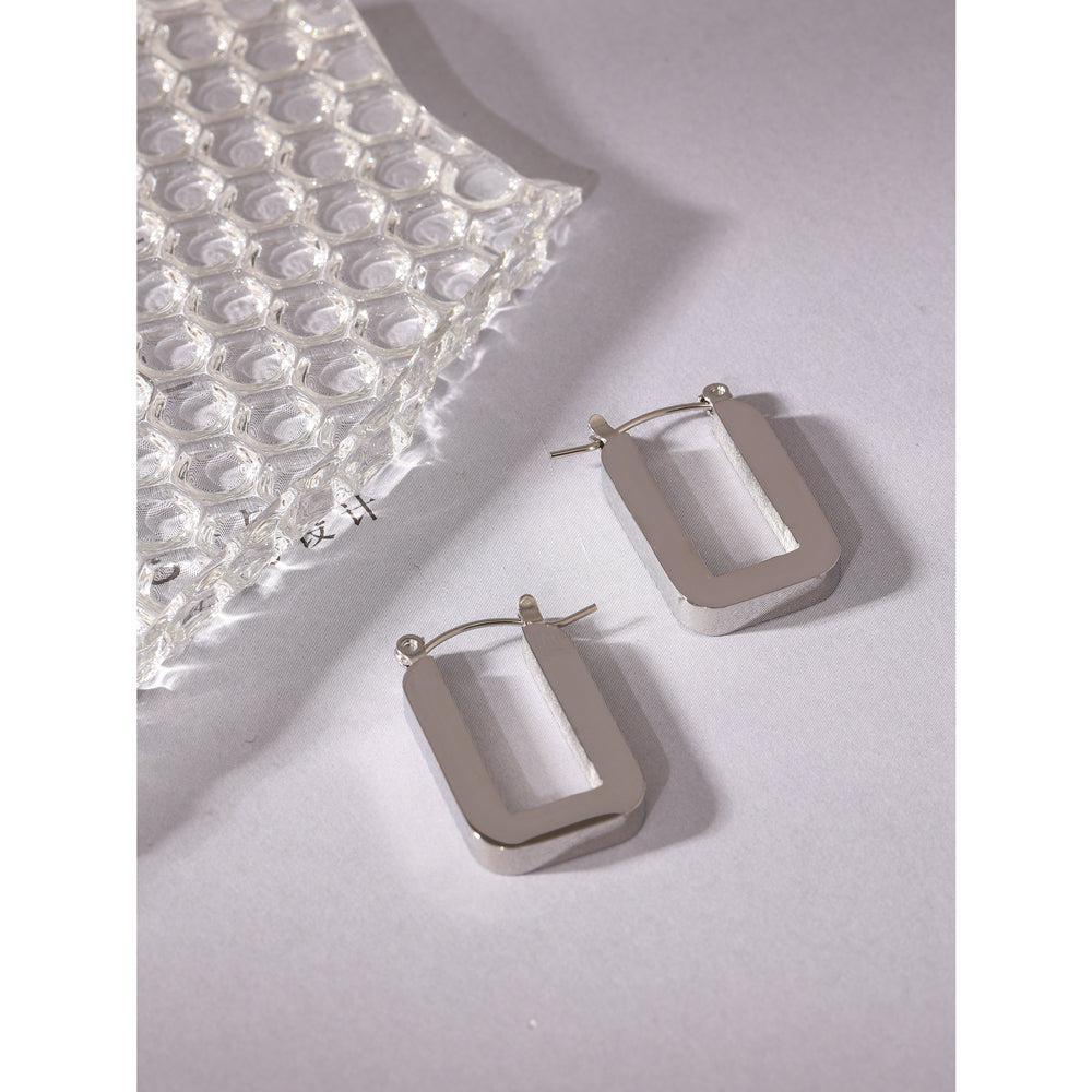 Boho Chic Chic Square Hoop Dangle Earrings in Metallic Finish - Lucid Fantasy 