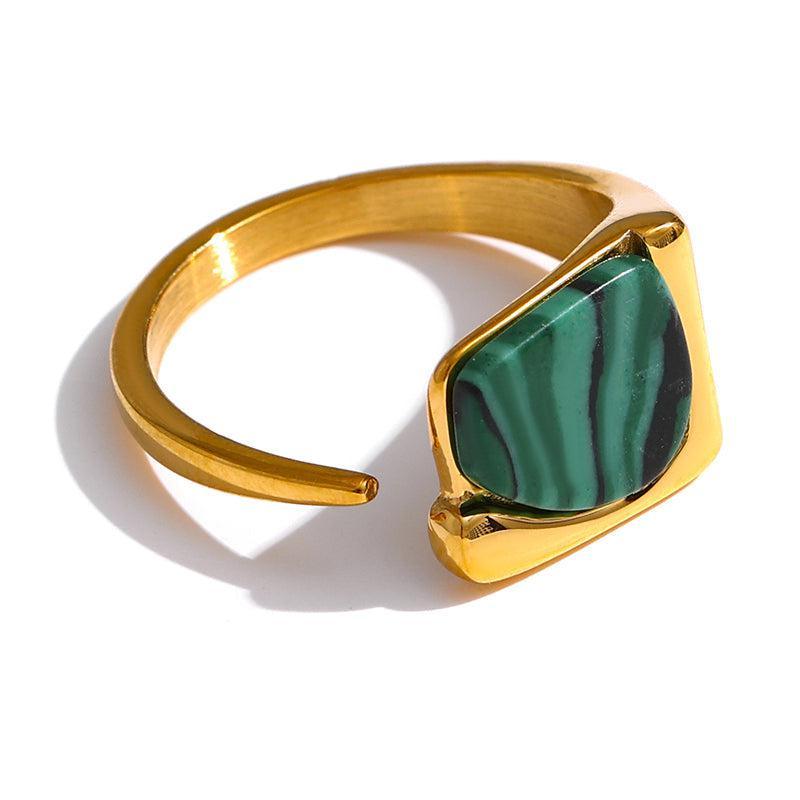 Boho Chic Golden Open Cut Stone Ring with Urban Elegance - Lucid Fantasy 