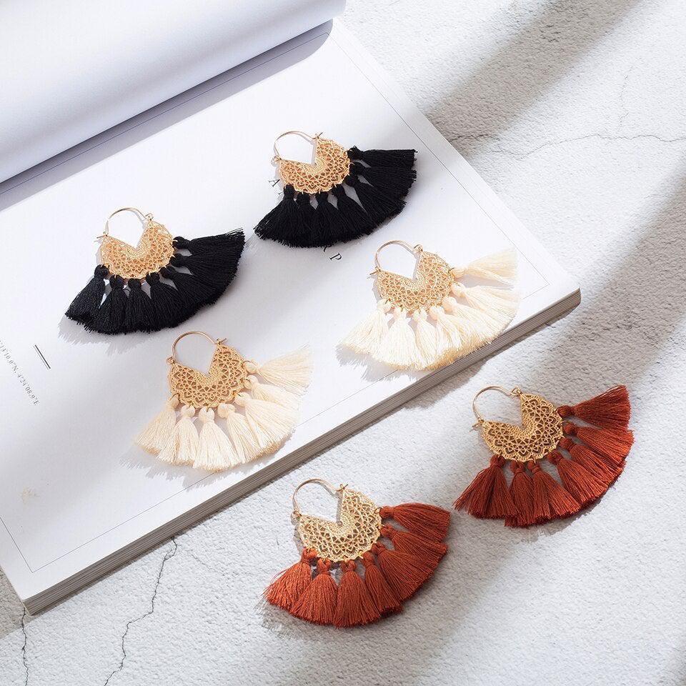 Boho Chic Golden Tassel Earrings - Lucid Fantasy 