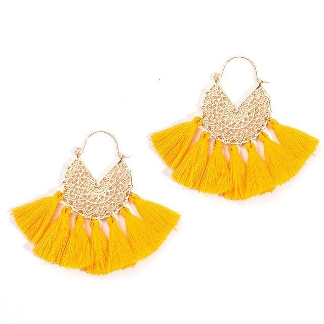 Boho Chic Golden Tassel Earrings - Lucid Fantasy 