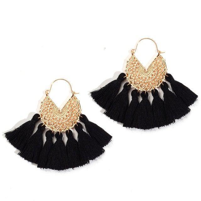 Boho Chic Golden Tassel Earrings - Lucid Fantasy 