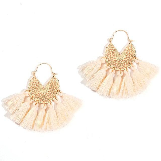 Boho Chic Golden Tassel Earrings - Lucid Fantasy 