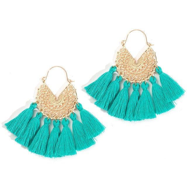 Boho Chic Golden Tassel Earrings - Lucid Fantasy 