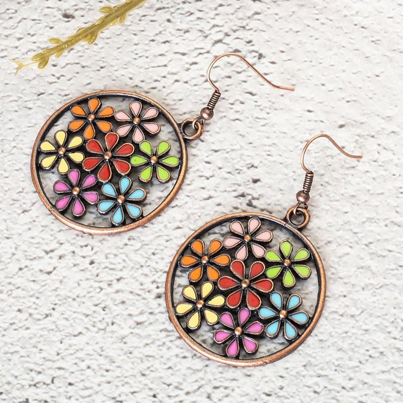 Boho Floral Hoop Dangle Earrings - Lucid Fantasy 