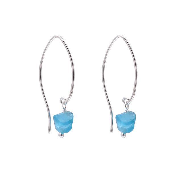 Boho Handmade Sterling Silver Rough-Cut Apatite and Tanzanite Gemstone Hoop Earrings - Lucid Fantasy 