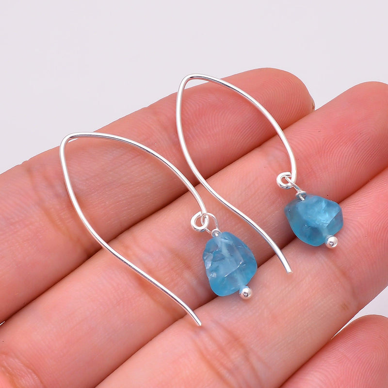 Boho Handmade Sterling Silver Rough-Cut Apatite and Tanzanite Gemstone Hoop Earrings - Lucid Fantasy 