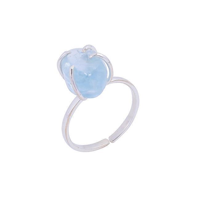 Boho Rough-Cut Aquamarine Sterling Silver Solitaire Ring - Lucid Fantasy 