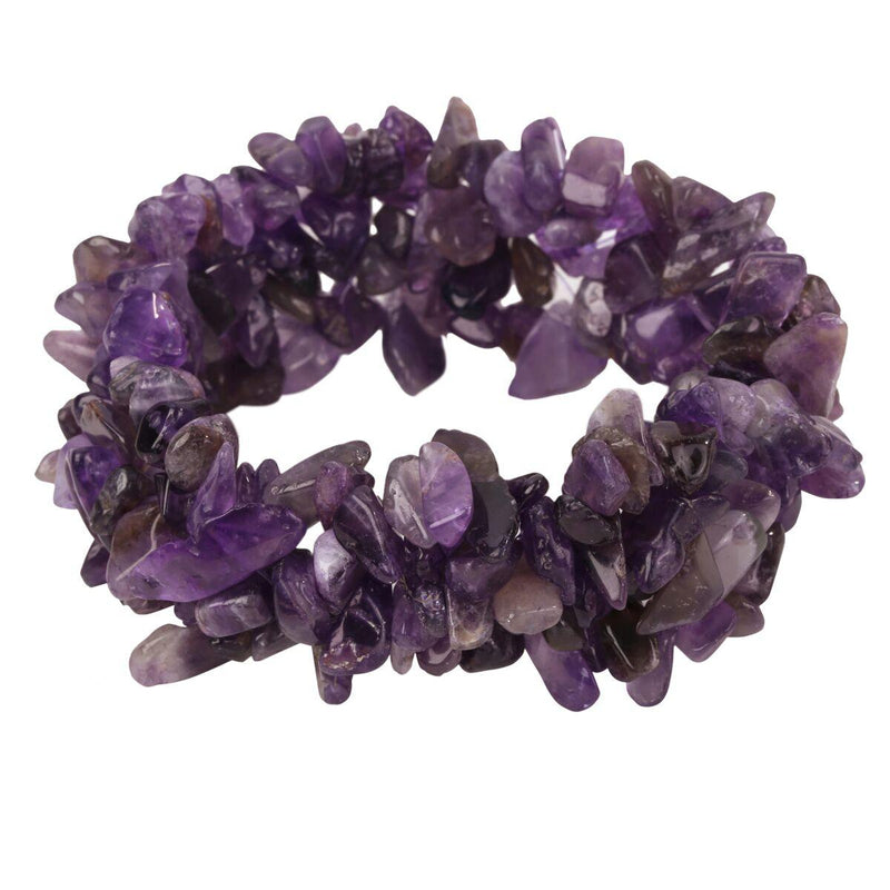 Bold Amethyst Gemstone Bohemian Stretch Cuff Bracelet - Lucid Fantasy 