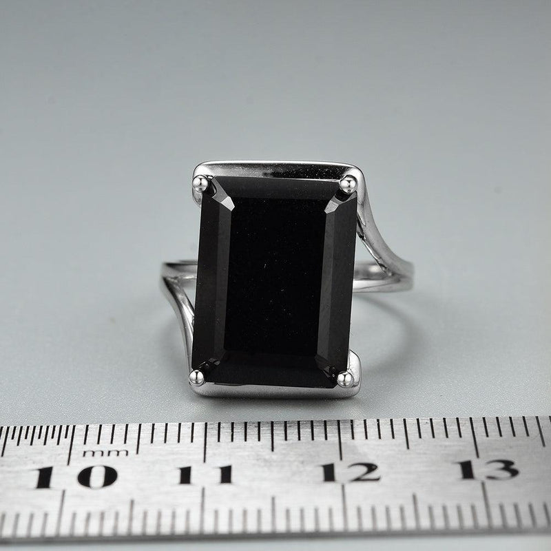 Bold Black Spinel Gemstone Sterling Silver Statement Ring - Lucid Fantasy 