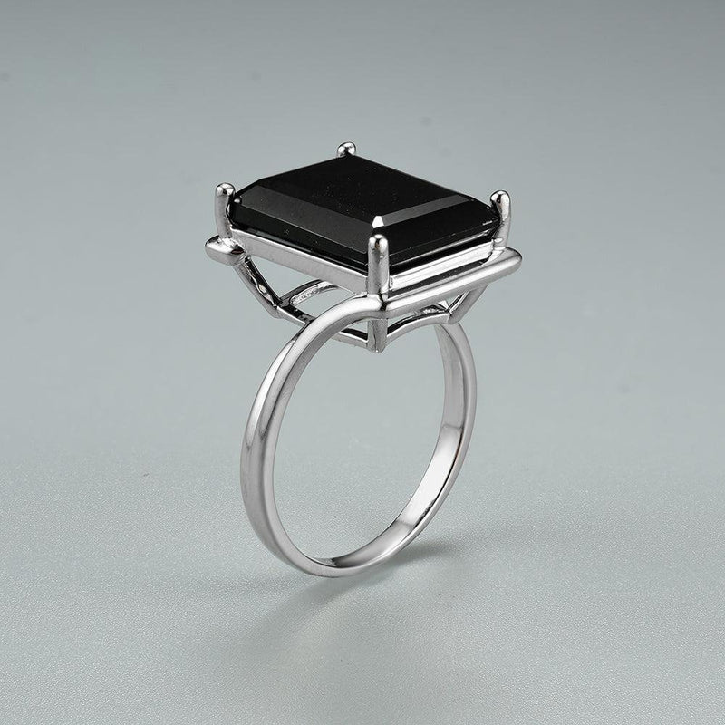 Bold Black Spinel Gemstone Sterling Silver Statement Ring - Lucid Fantasy 