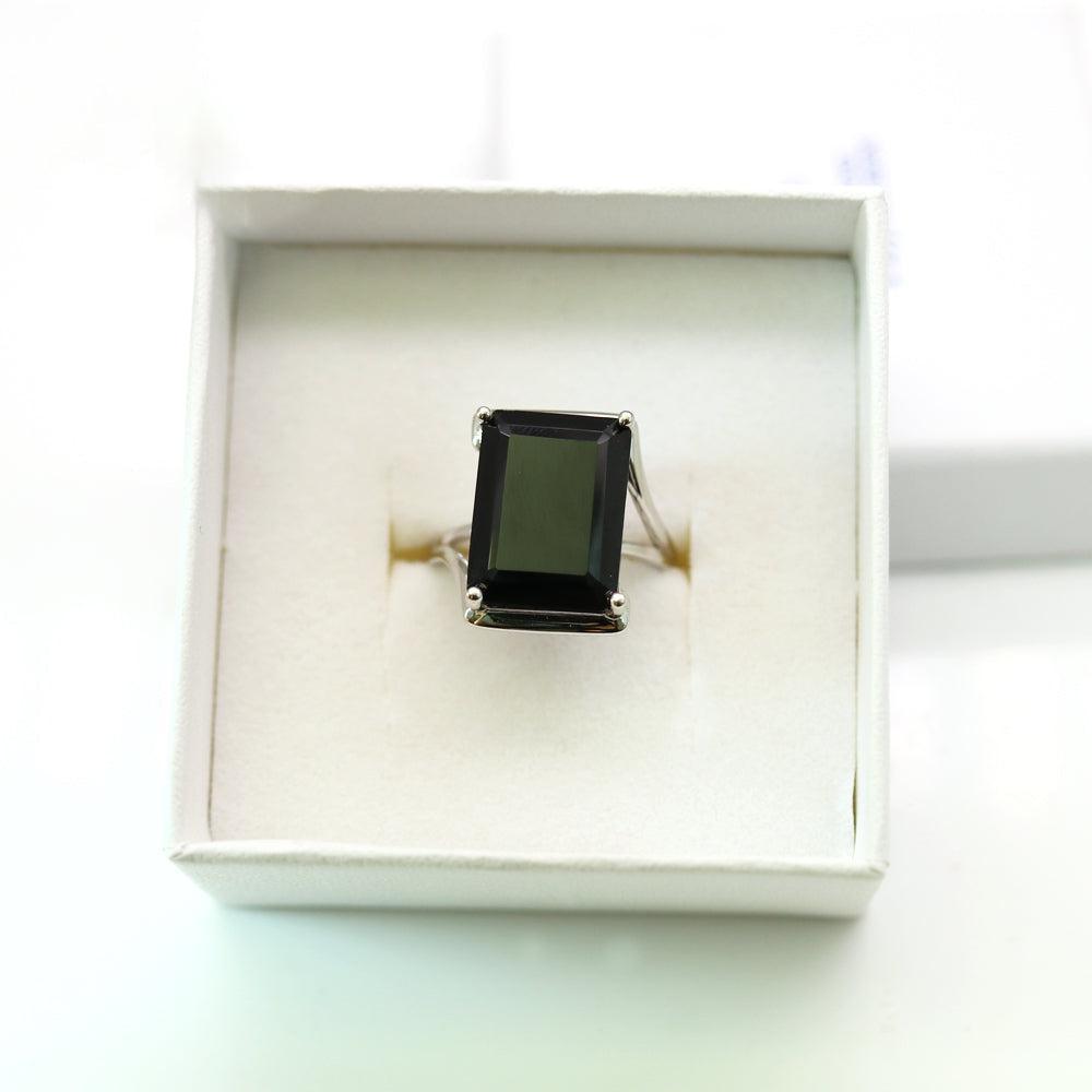 Bold Black Spinel Gemstone Sterling Silver Statement Ring - Lucid Fantasy 