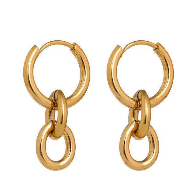 Bold Metallic Tassel Chain Link Huggie Earrings - Lucid Fantasy 