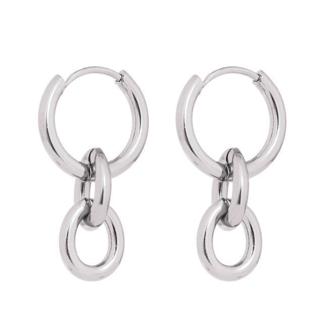 Bold Metallic Tassel Chain Link Huggie Earrings - Lucid Fantasy 