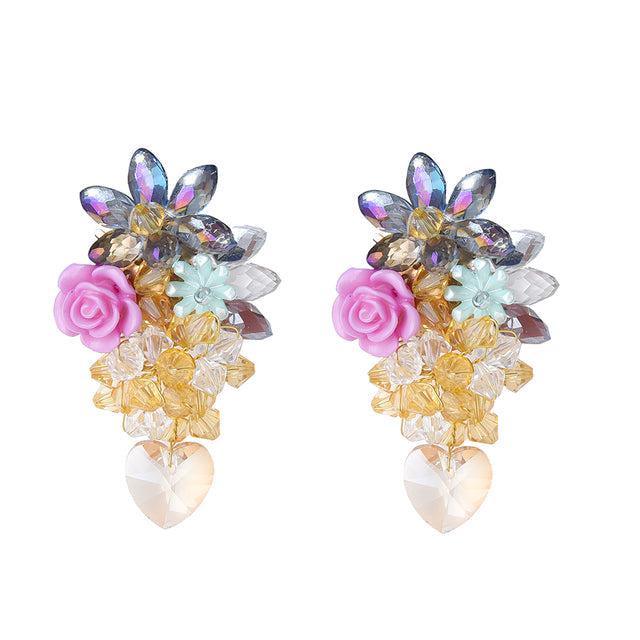 Chic Floral Gemstone Dangle Earrings in Boho Style - Lucid Fantasy 