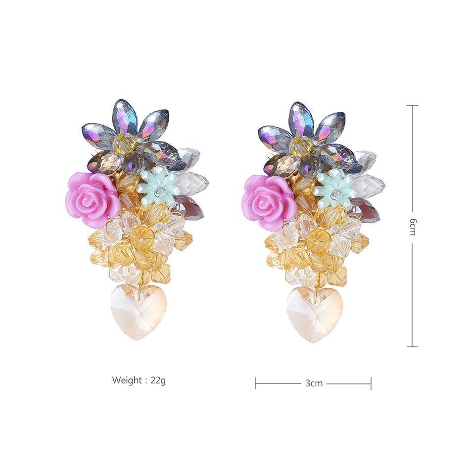 Chic Floral Gemstone Dangle Earrings in Boho Style - Lucid Fantasy 