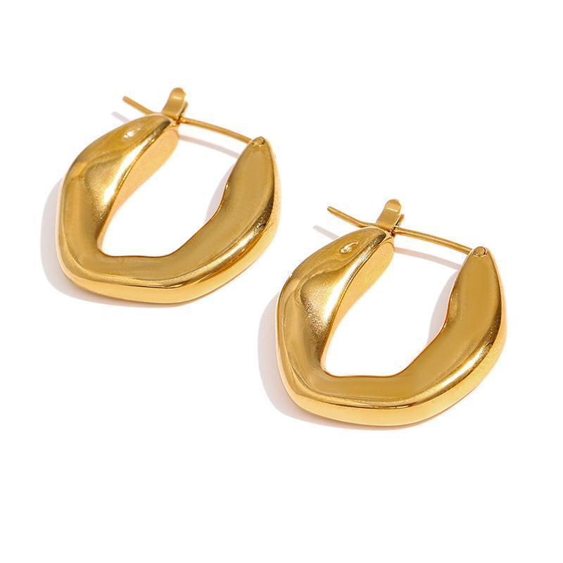 Chic Geometric Gold-Plated Chunky Hoop Drop Earrings - Lucid Fantasy 