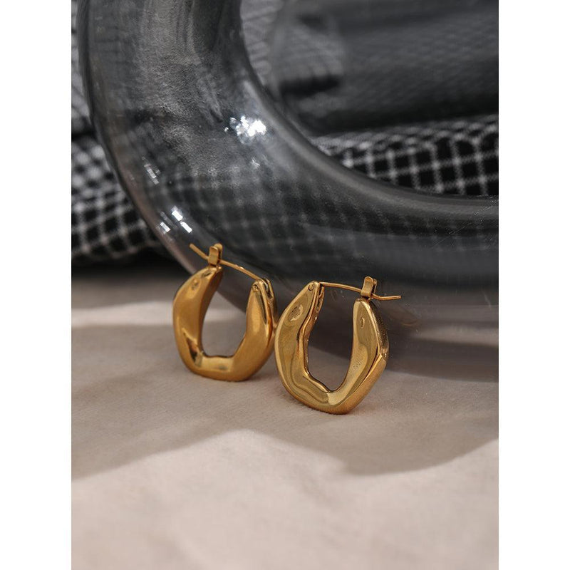 Chic Geometric Gold-Plated Chunky Hoop Drop Earrings - Lucid Fantasy 