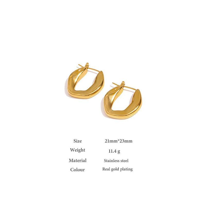 Chic Geometric Gold-Plated Chunky Hoop Drop Earrings - Lucid Fantasy 