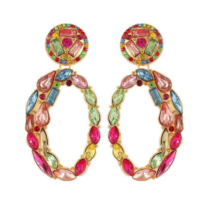 Chic Glamorous Crystal-Embellished Hoop Earrings - Lucid Fantasy 