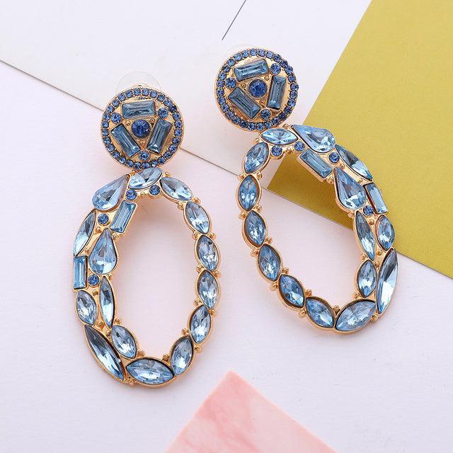 Chic Glamorous Crystal-Embellished Hoop Earrings - Lucid Fantasy 