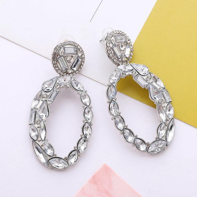 Chic Glamorous Crystal-Embellished Hoop Earrings - Lucid Fantasy 