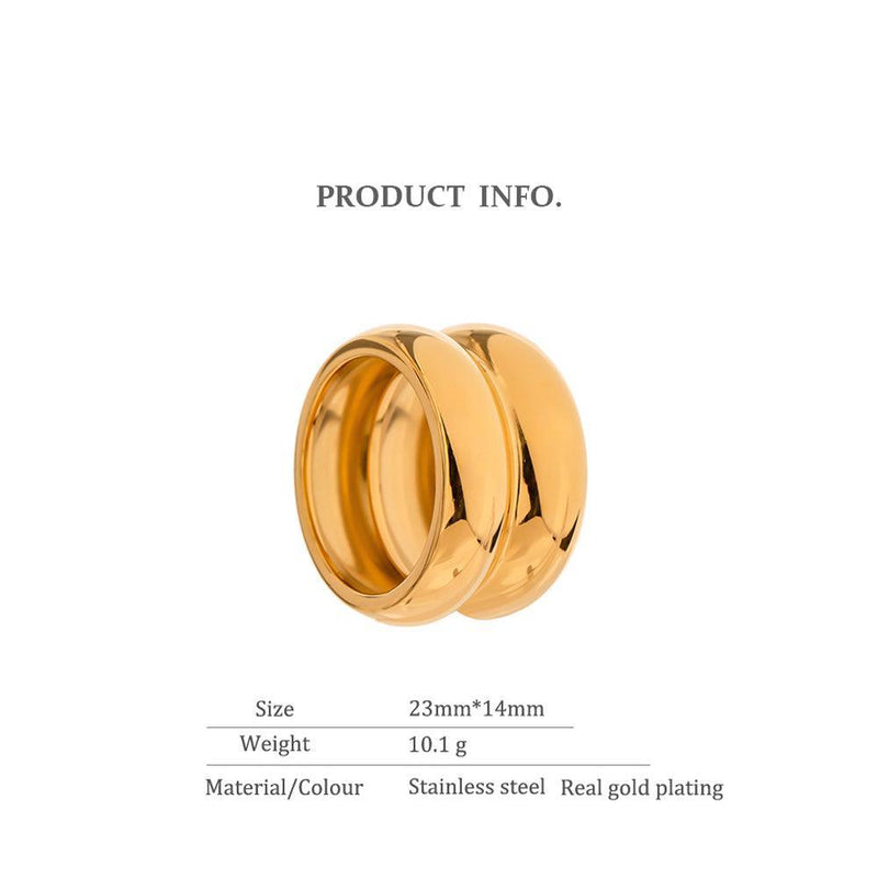 Chic Gold Double Hoop Cuff Ring with Glossy Finish - Lucid Fantasy 