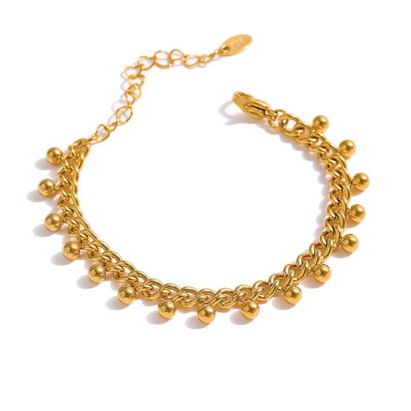 Chic Gold Metallic Bead Tassel Chain Link Bracelet - Lucid Fantasy 