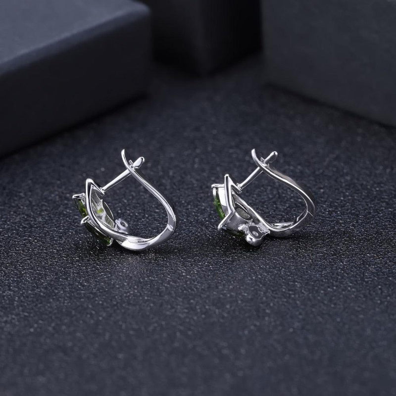 Chrome Diopside Leaf Design Earrings in Sterling Silver - Lucid Fantasy 