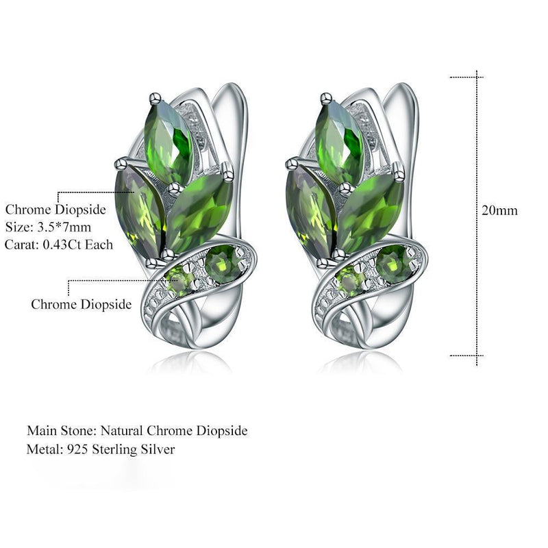 Chrome Diopside Leaf Design Earrings in Sterling Silver - Lucid Fantasy 