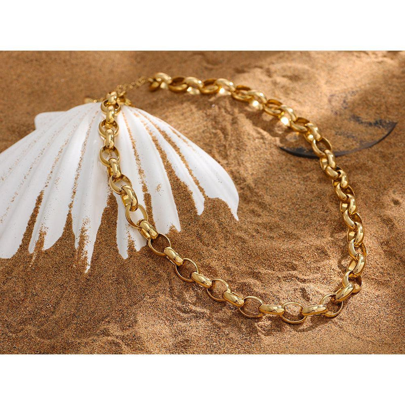 Chunky Gold-Plated Chain Link Statement Necklace - Lucid Fantasy 