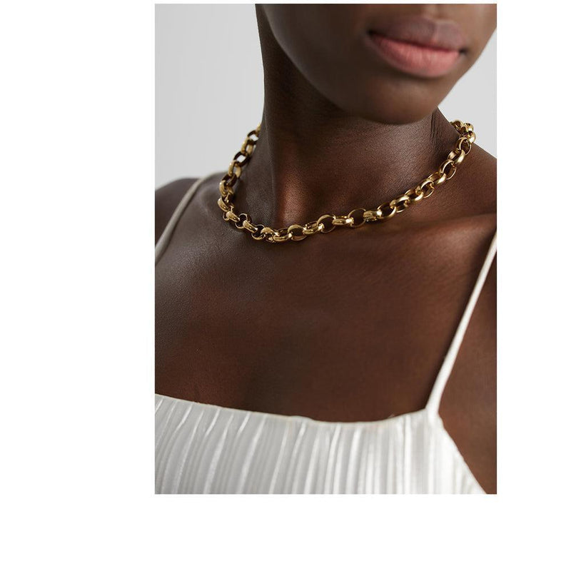 Chunky Gold-Plated Chain Link Statement Necklace - Lucid Fantasy 