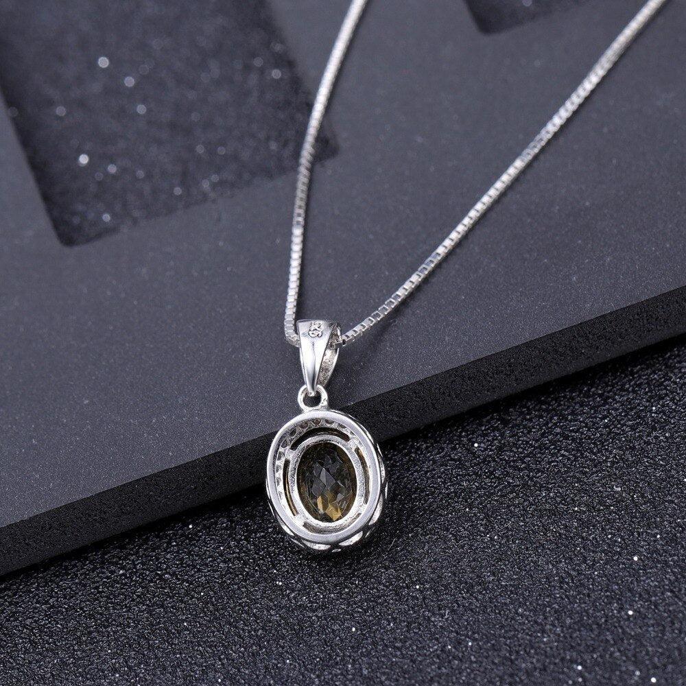 Citrine and Cubic Zirconia Halo Pendant in Sterling Silver Necklace - Lucid Fantasy 