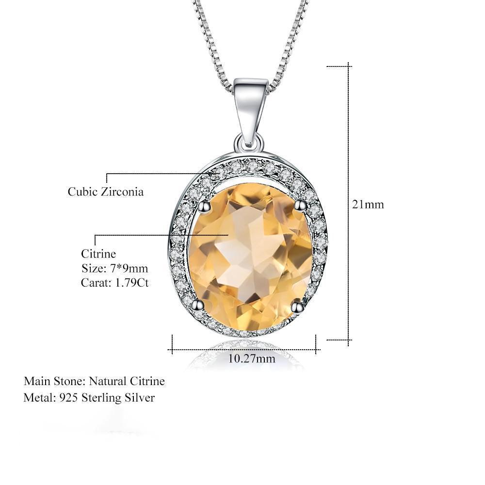 Citrine and Cubic Zirconia Halo Pendant in Sterling Silver Necklace - Lucid Fantasy 