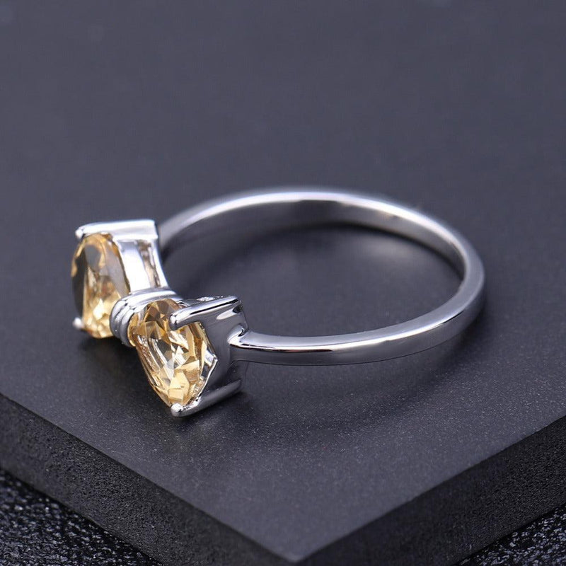 Citrine Double Heart Sterling Silver Ring - Lucid Fantasy 