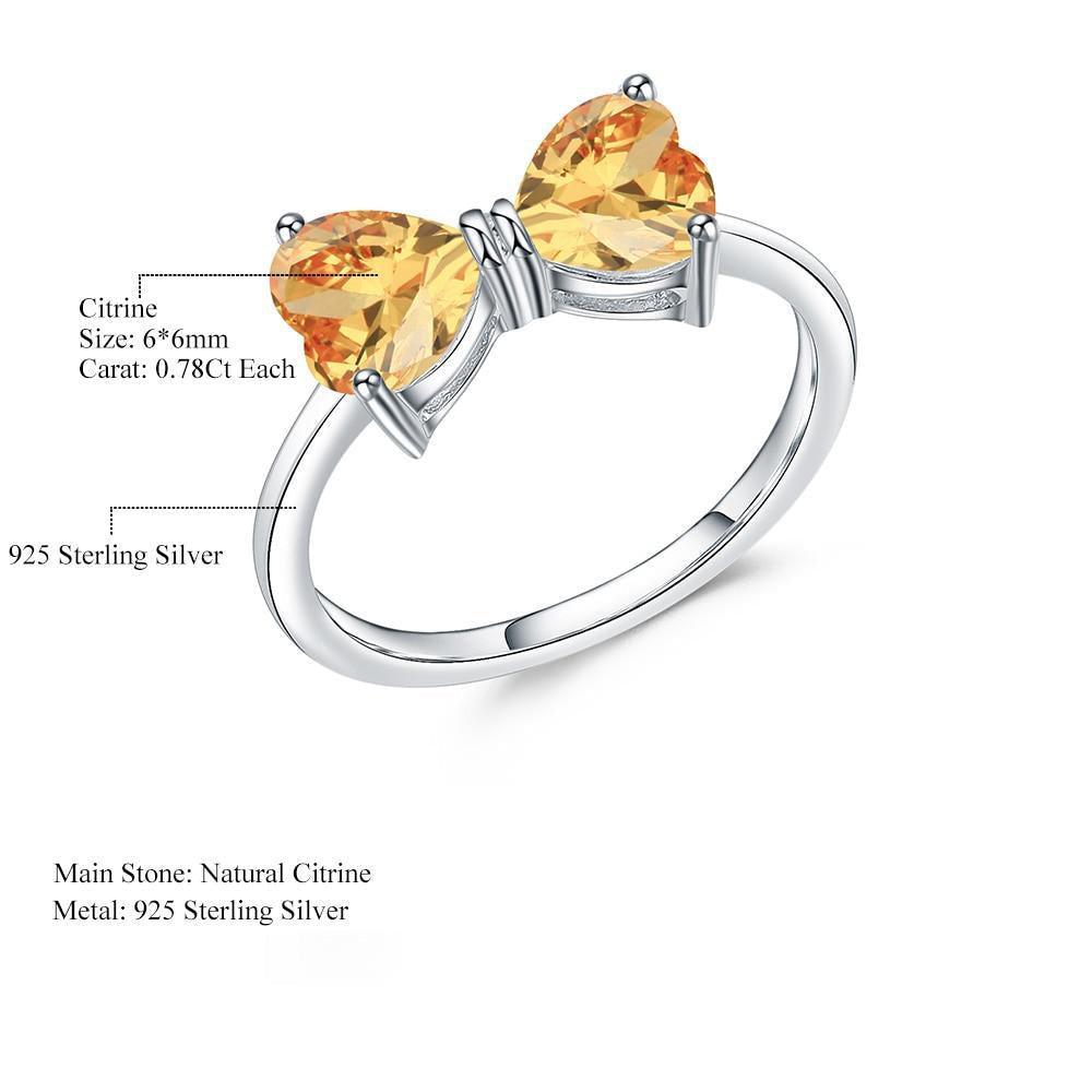 Citrine Double Heart Sterling Silver Ring - Lucid Fantasy 